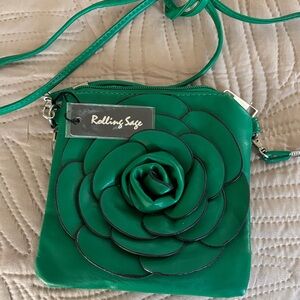 Rolling Sage Green Floral Crossbody Bag